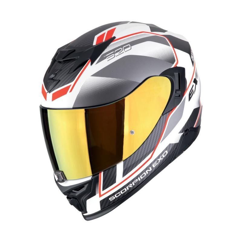 Scorpion EXO 520 Evo Air White / Silver / Red FREE 1 YEAR Returns, FREE UK Delivery | ThrottleChimp