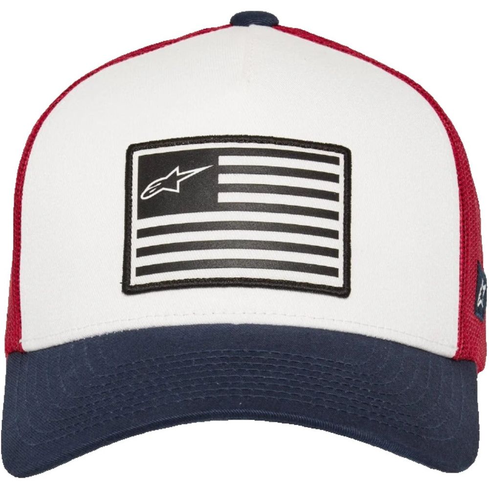 Alpinestars Flag Curved Bill Cap White / Navy / Red (Image 5) - ThrottleChimp