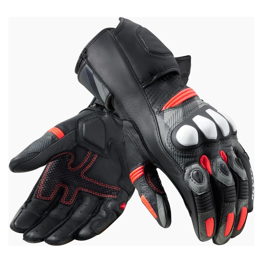 Rev'it! League 2 Leather Gloves Black / Neon Red