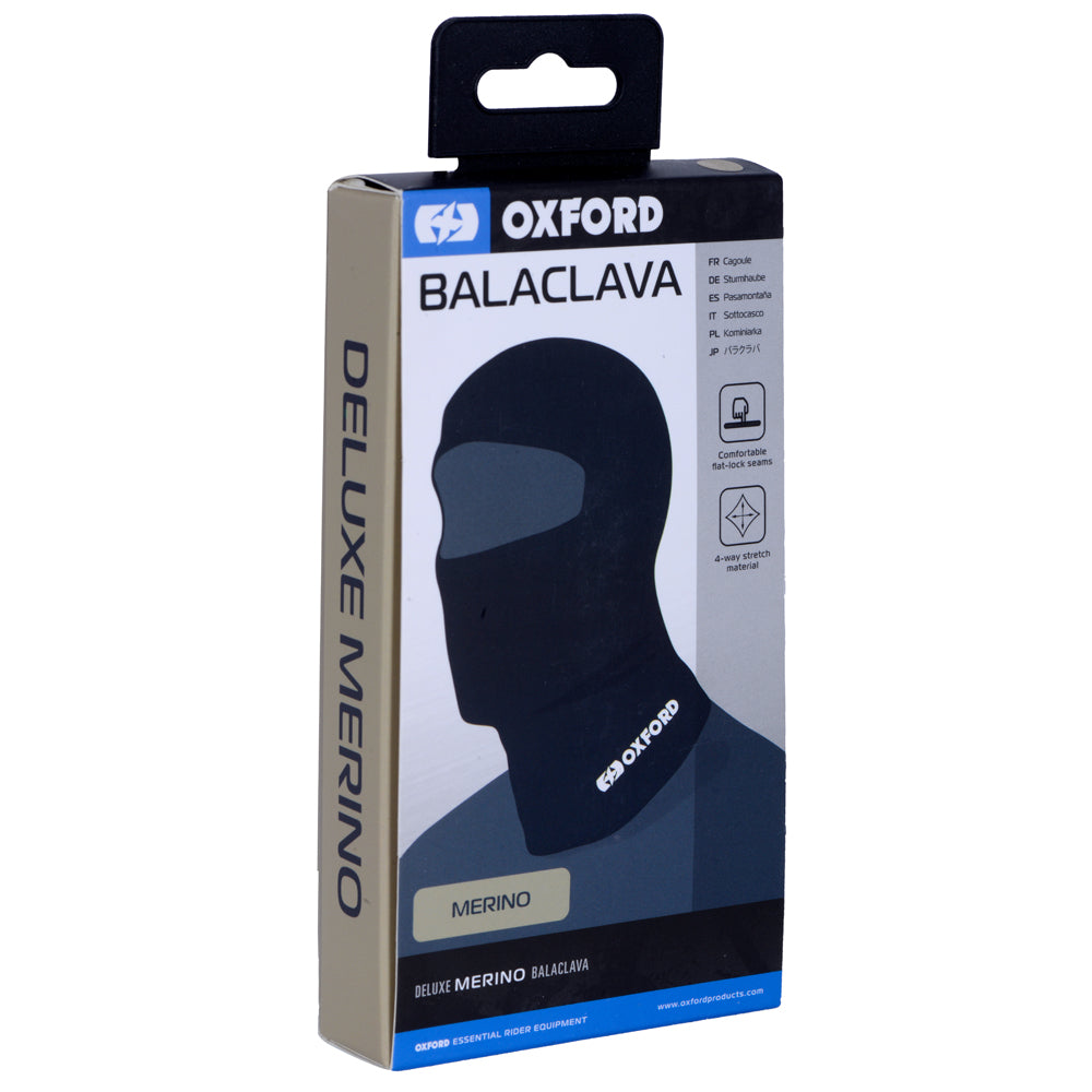 Oxford Deluxe Merino Balaclava Black FREE 1 YEAR Returns, FREE UK Delivery | ThrottleChimp