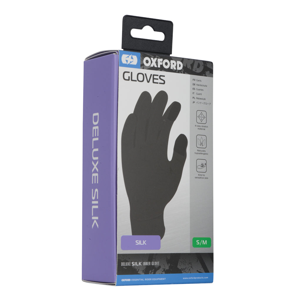 Oxford Deluxe Silk Gloves Black (Image 2) - ThrottleChimp