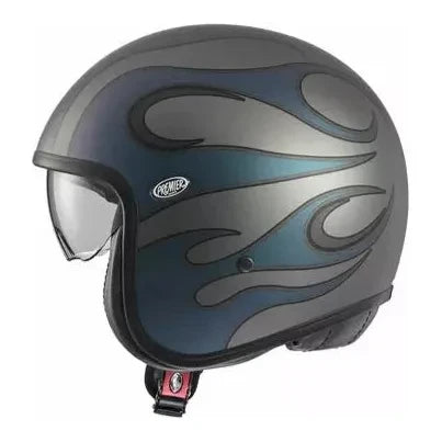 Premier Vintage FR Open Face Helmet Matt Iride Blue / Grey