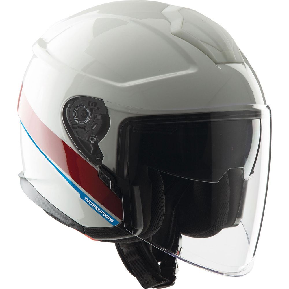 Tucano Urbano EL'Max Open Face Helmet Glossy White Graphic-A - ThrottleChimp