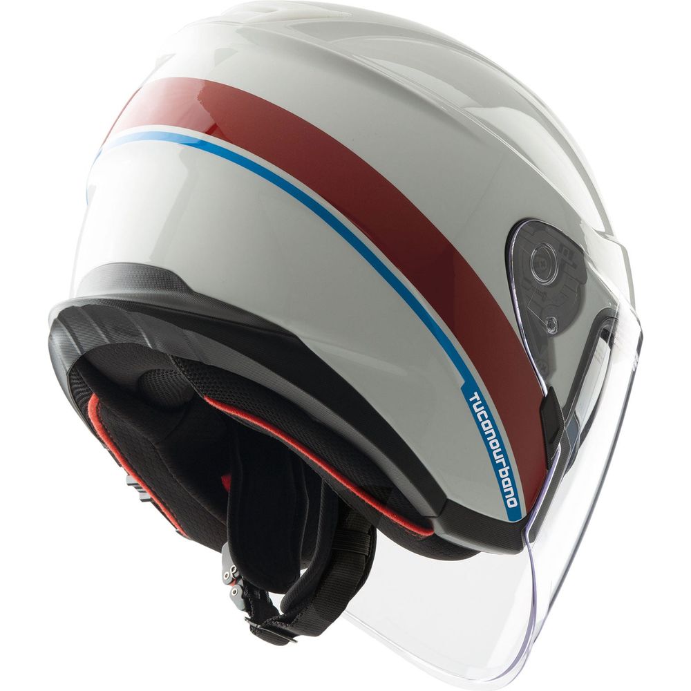 Tucano Urbano EL'Max Open Face Helmet Glossy White Graphic-A FREE 1 YEAR Returns, FREE UK Delivery | ThrottleChimp