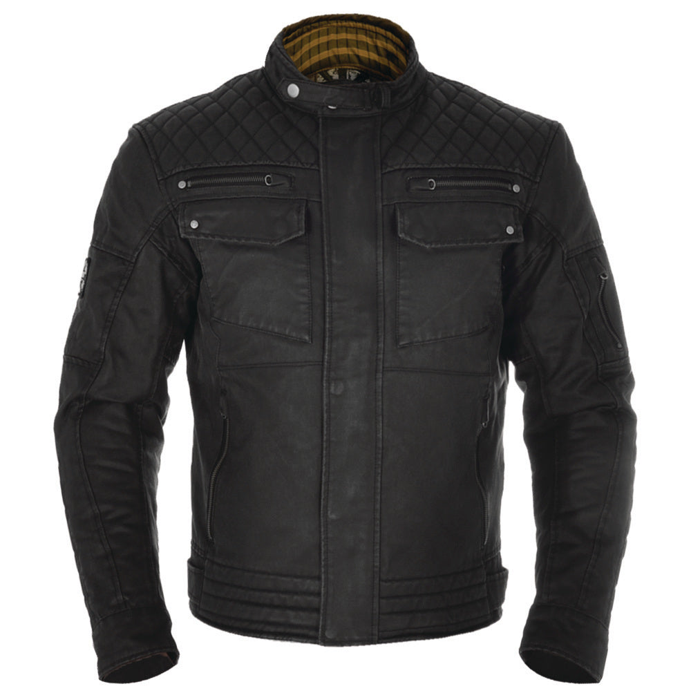 Oxford Hardy Wax Textile Jacket Black (Image 2) - ThrottleChimp