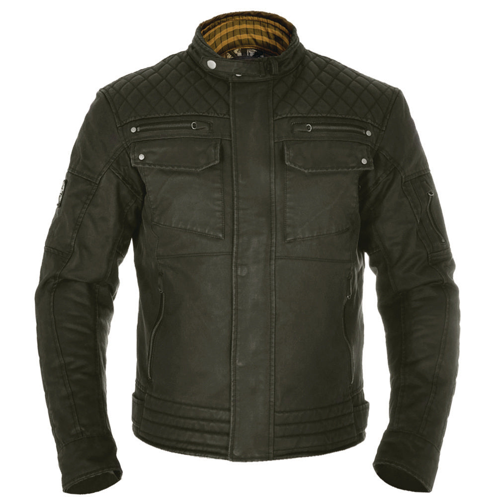 Oxford Hardy Wax Textile Jacket Olive (Image 2) - ThrottleChimp