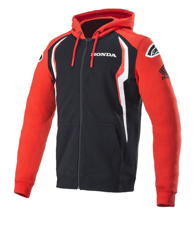 Alpinestars Honda Zip Hoodie Red / Black FREE 1 YEAR Returns, FREE UK Delivery | ThrottleChimp