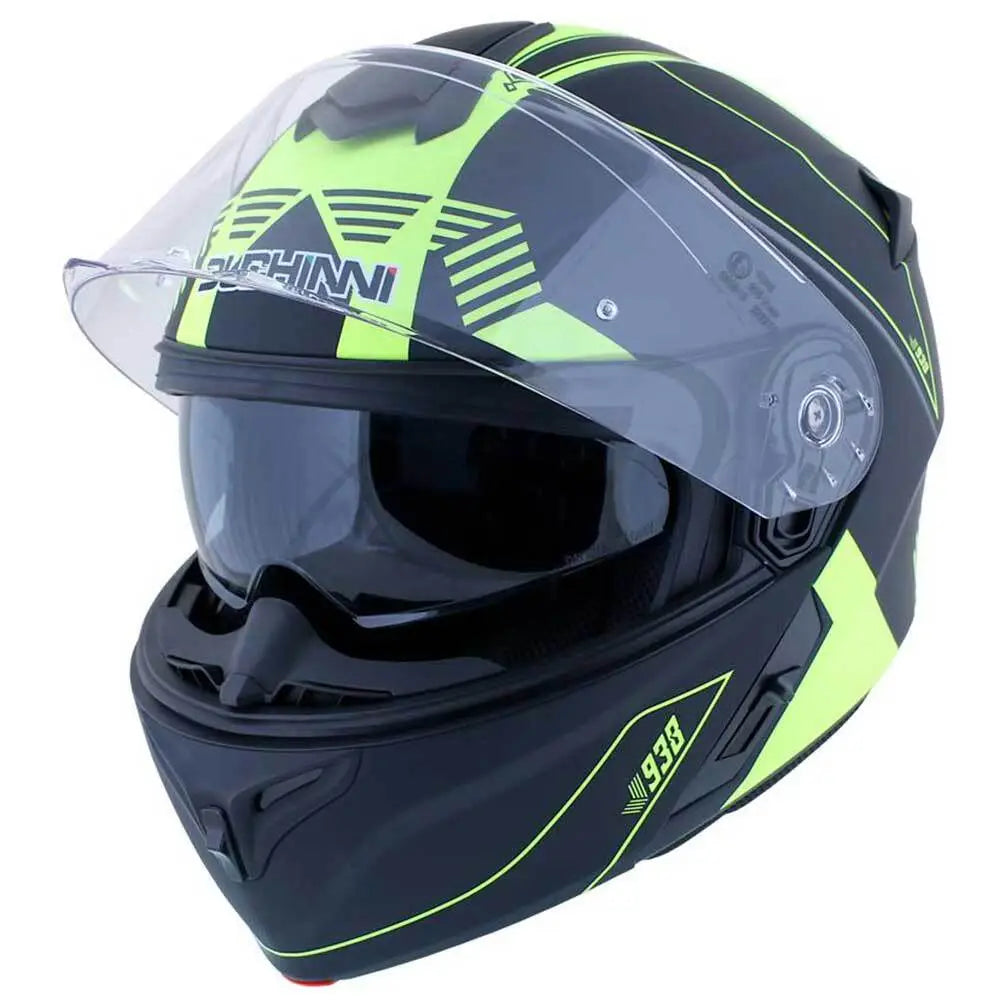 Duchinni D938 Flip-Up Helmet Black / Neon - ThrottleChimp