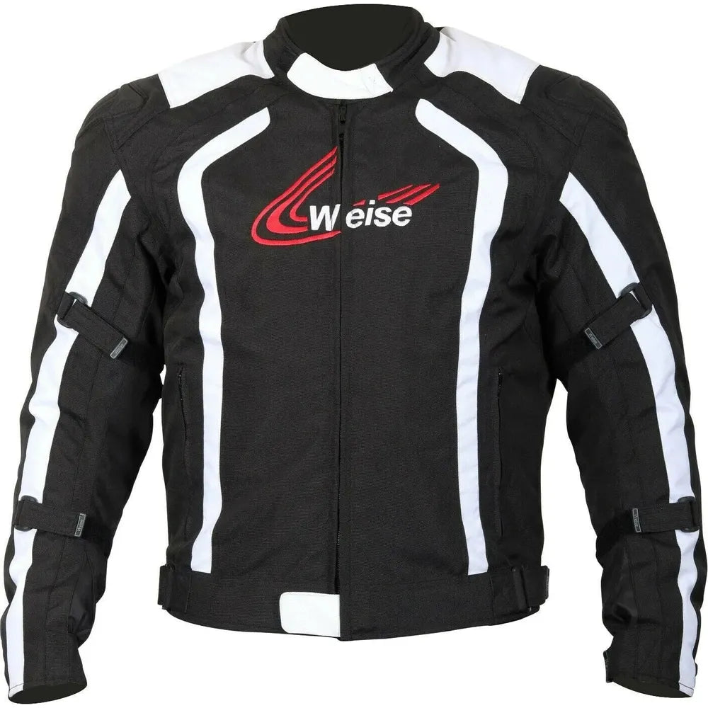 Weise Corsa Textile Jacket Black / White - ThrottleChimp