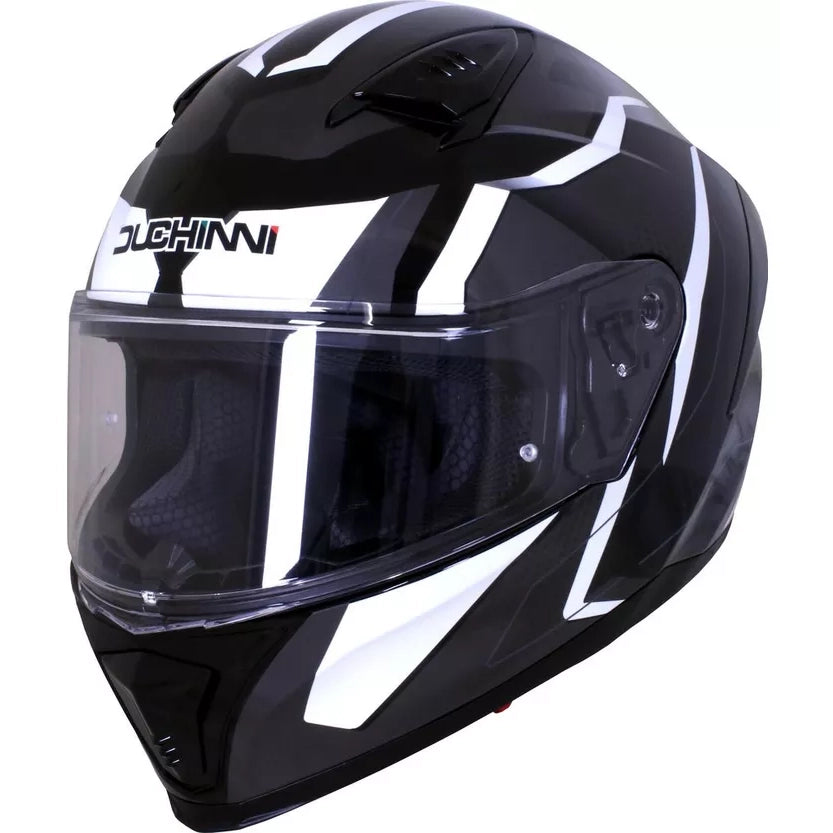 Duchinni D985 Full Face Helmet Black / White - ThrottleChimp