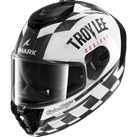 Shark x Troy Lee Designs Spartan RS Full Face Helmet Raceshop White / Black / Red (Image 2) - ThrottleChimp