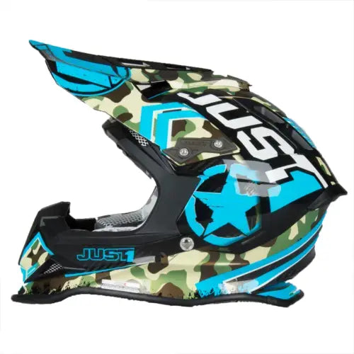 Just1 J12 Carbon MX Helmet Kombat Blue (Image 2) - ThrottleChimp