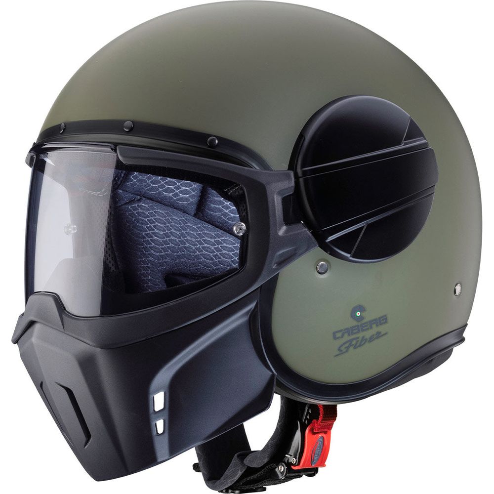 Caberg Jet Ghost X Plain Open Face Helmet Military Green FREE 1 YEAR Returns, FREE UK Delivery | ThrottleChimp