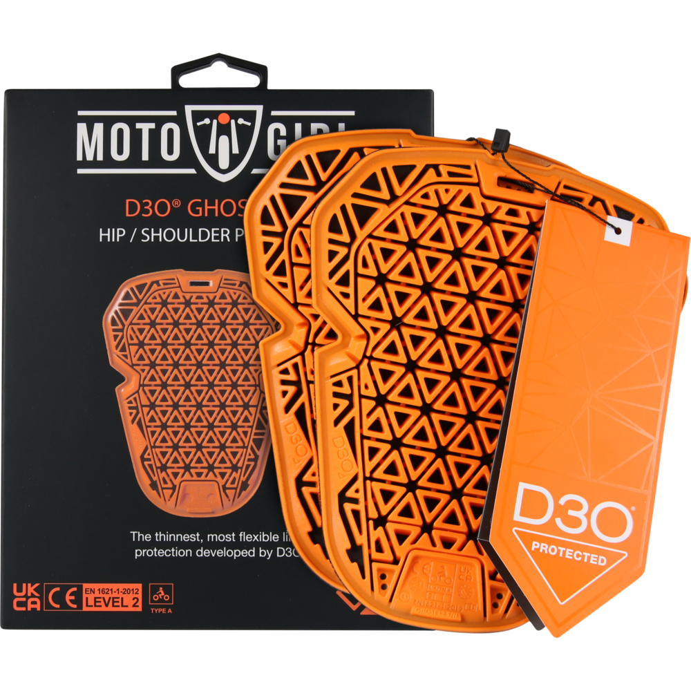 MotoGirl D3O Ghost L2 Ladies Hip / Shoulder Protector Orange - Pair - ThrottleChimp