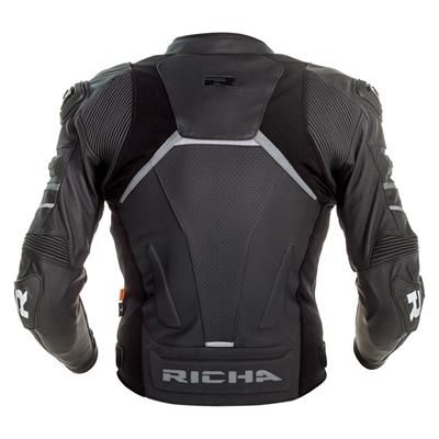 Richa Mugello 2 Leather Jacket Black / Grey FREE 1 YEAR Returns, FREE UK Delivery | ThrottleChimp