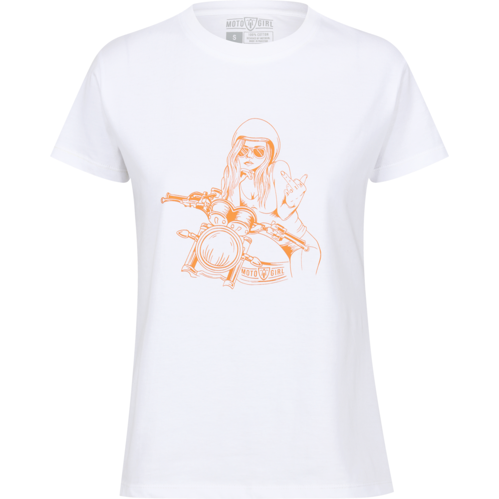 MotoGirl Rebel Girl Ladies T-Shirt White - ThrottleChimp