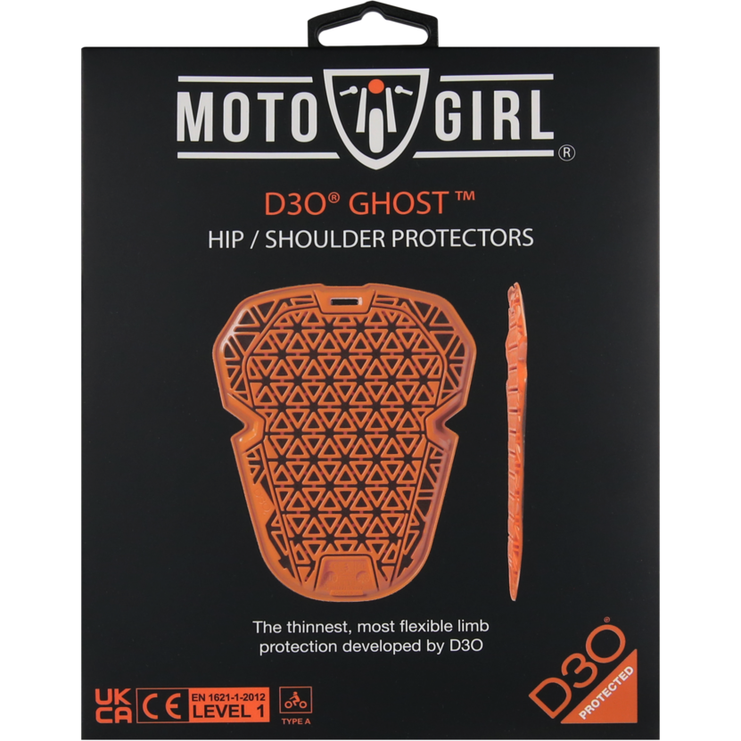 MotoGirl D3O Ghost L1 Ladies Hip / Shoulder Protector Orange - Pair (Image 3) - ThrottleChimp