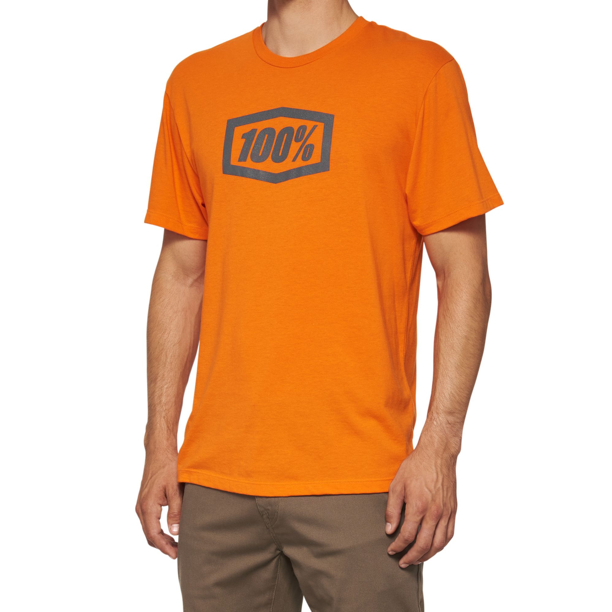 100% Icon Short Sleeves T-Shirt Orange FREE 1 YEAR Returns, FREE UK Delivery | ThrottleChimp