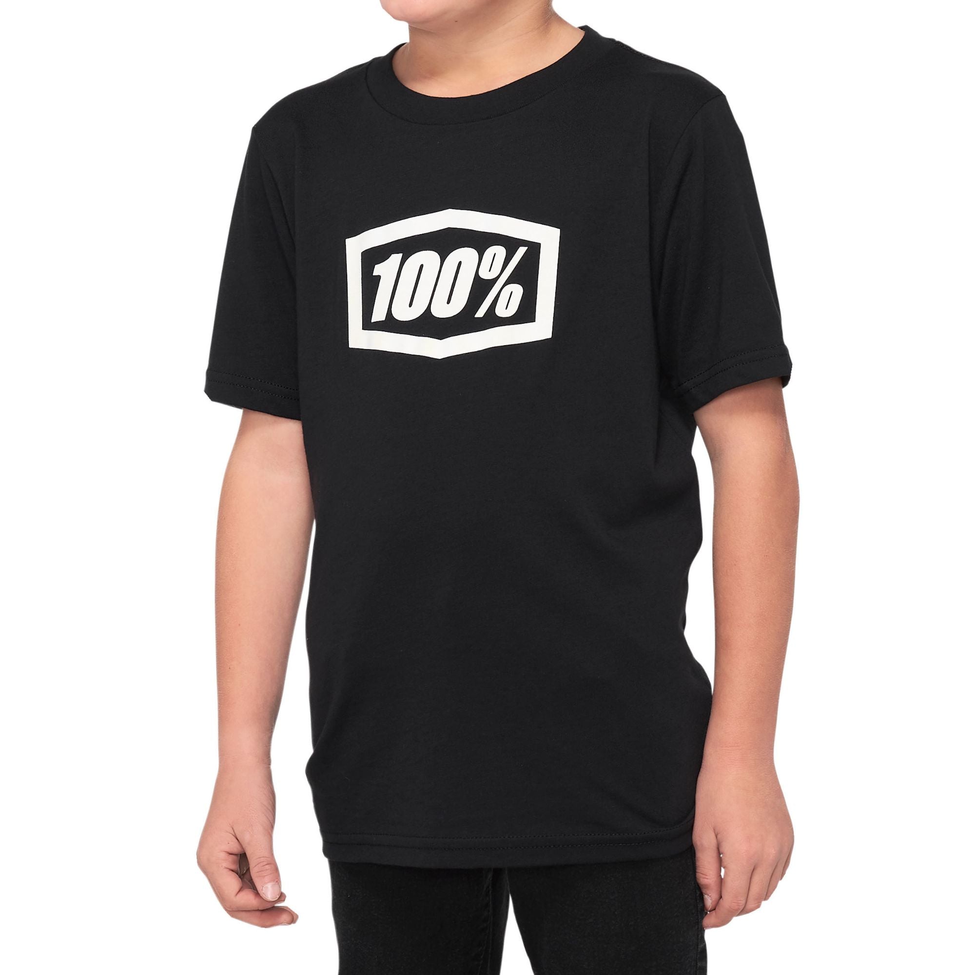 100% Icon Youth Short Sleeves Tee Black FREE 1 YEAR Returns, FREE UK Delivery | ThrottleChimp