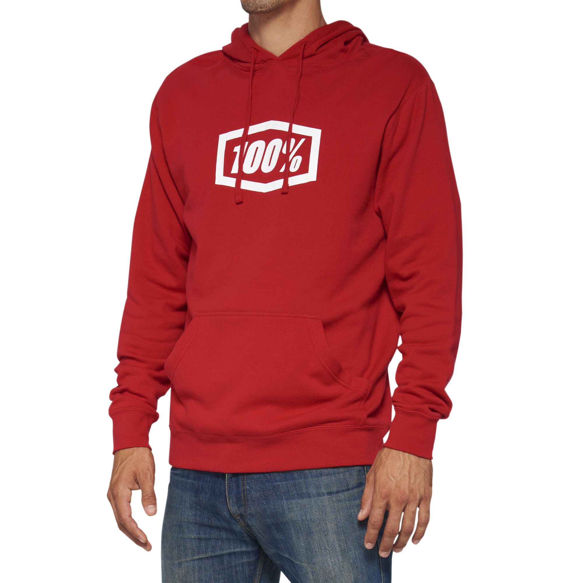 100% Icon Pullover Hoodie Deep Red Mirror FREE 1 YEAR Returns, FREE UK Delivery | ThrottleChimp