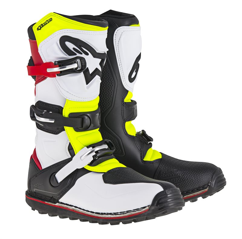 Alpinestars Tech T Off-Road Boots White / Red / Fluo Yellow / Black FREE 1 YEAR Returns, FREE UK Delivery | ThrottleChimp