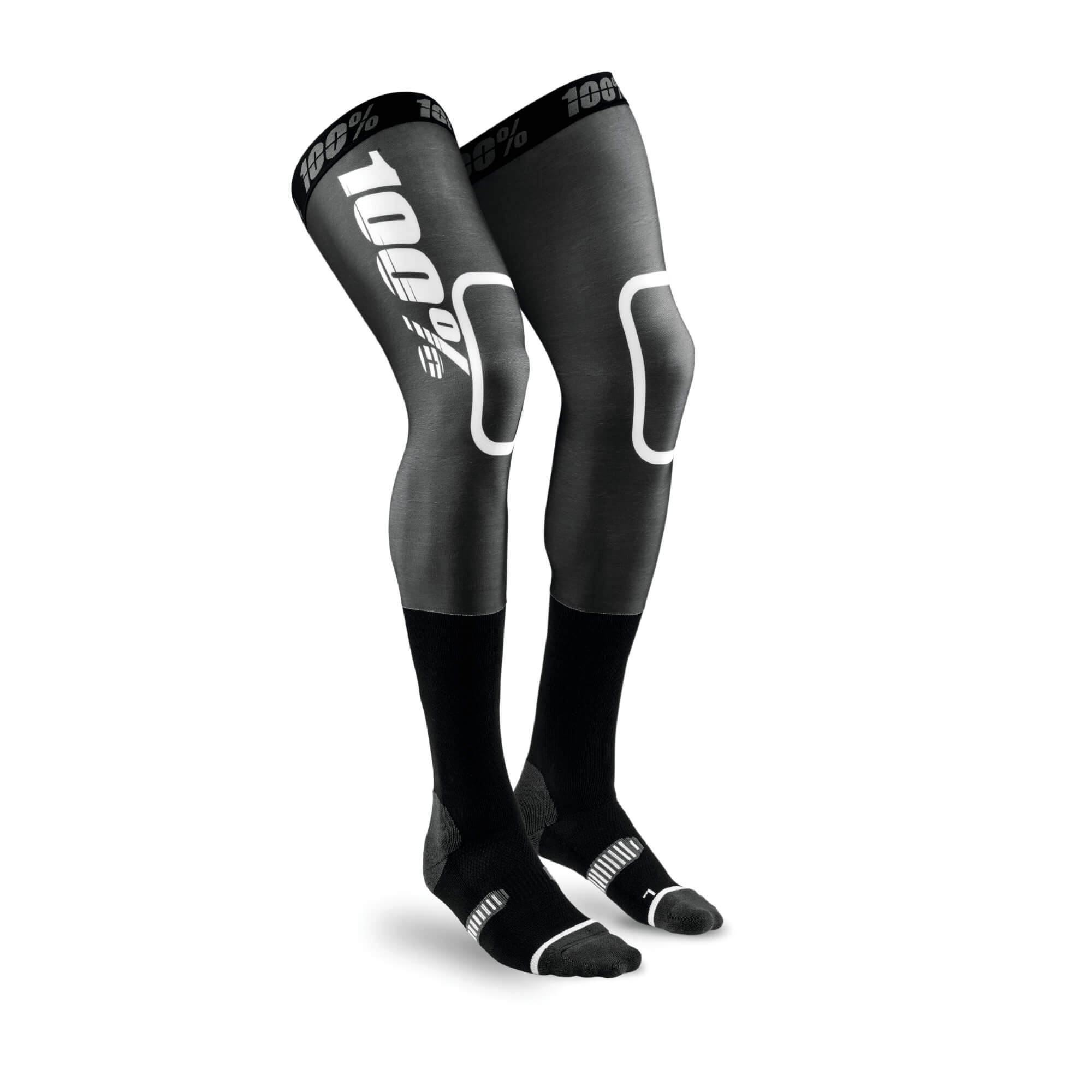 100% REV MX Knee Brace Socks Black / White FREE 1 YEAR Returns, FREE UK Delivery | ThrottleChimp