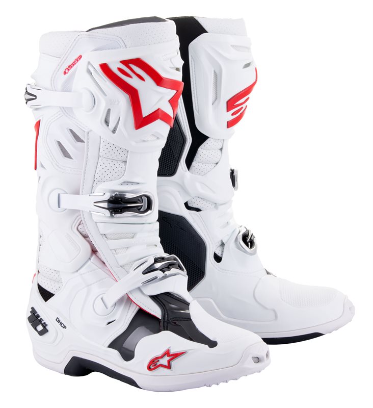 Alpinestars Tech 10 Supervented Off-Road Boots White / Bright Red FREE 1 YEAR Returns, FREE UK Delivery | ThrottleChimp