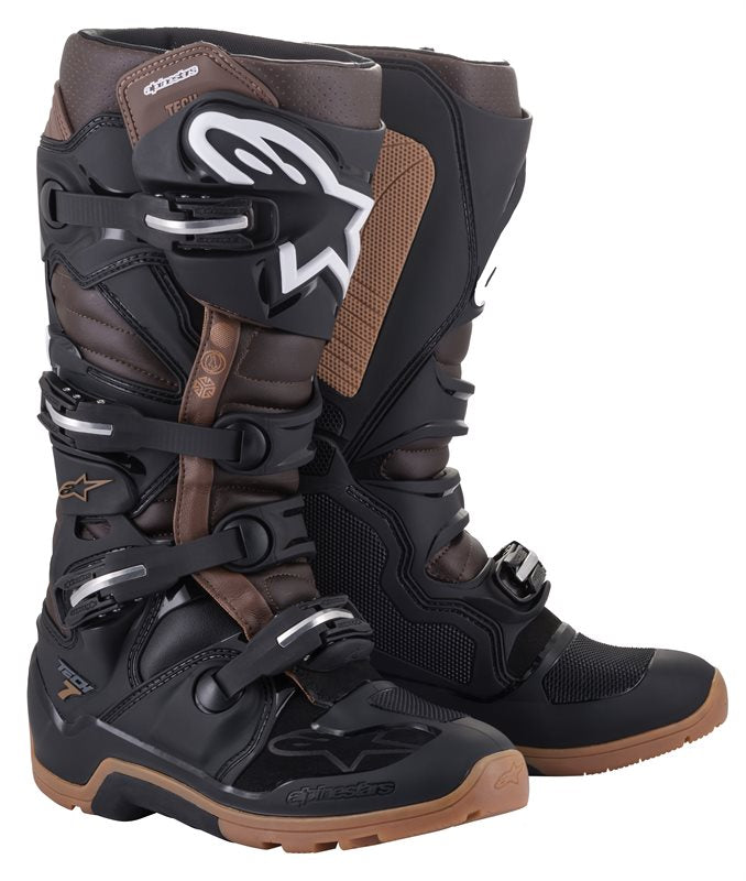 Alpinestars Tech 7 Enduro Off-Road Boots Black / Dark Brown FREE 1 YEAR Returns, FREE UK Delivery | ThrottleChimp