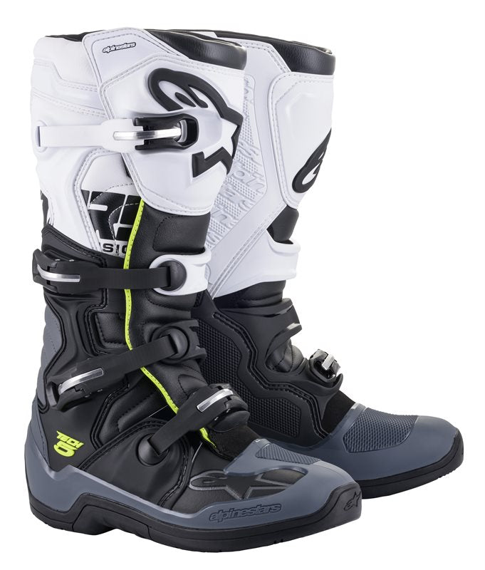 Alpinestars Tech 5 Off-Road Boots Black / Dark Grey / White FREE 1 YEAR Returns, FREE UK Delivery | ThrottleChimp