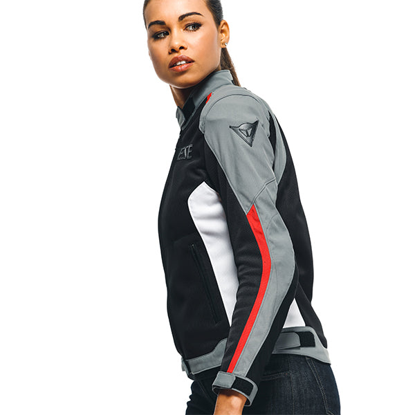 Dainese Hydra Flux 2 Air D-Dry Ladies Textile Jacket Black / Charcoal Grey / Lava Red FREE 1 YEAR Returns, FREE UK Delivery | ThrottleChimp