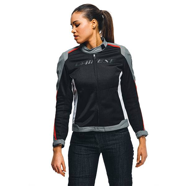 Dainese Hydra Flux 2 Air D-Dry Ladies Textile Jacket Black / Charcoal Grey / Lava Red FREE 1 YEAR Returns, FREE UK Delivery | ThrottleChimp