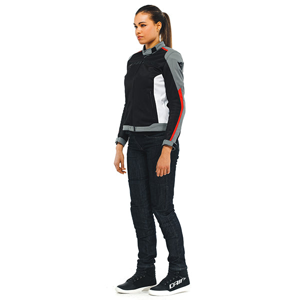 Dainese Hydra Flux 2 Air D-Dry Ladies Textile Jacket Black / Charcoal Grey / Lava Red FREE 1 YEAR Returns, FREE UK Delivery | ThrottleChimp