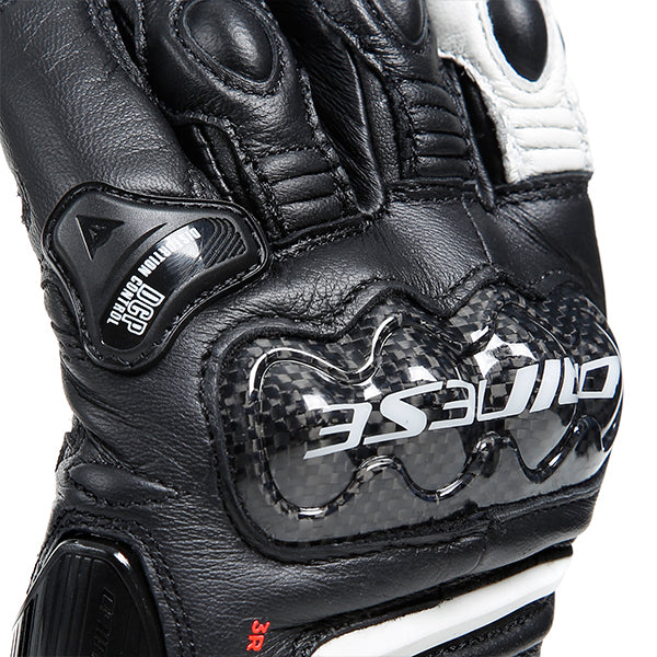 Dainese Carbon 4 Ladies Long Leather Gloves Black / White / Red (Image 7) - ThrottleChimp