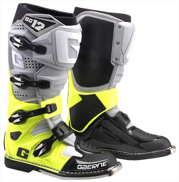 Gaerne SG-12 MX Boots Grey / Yellow / Black FREE 1 YEAR Returns, FREE UK Delivery | ThrottleChimp