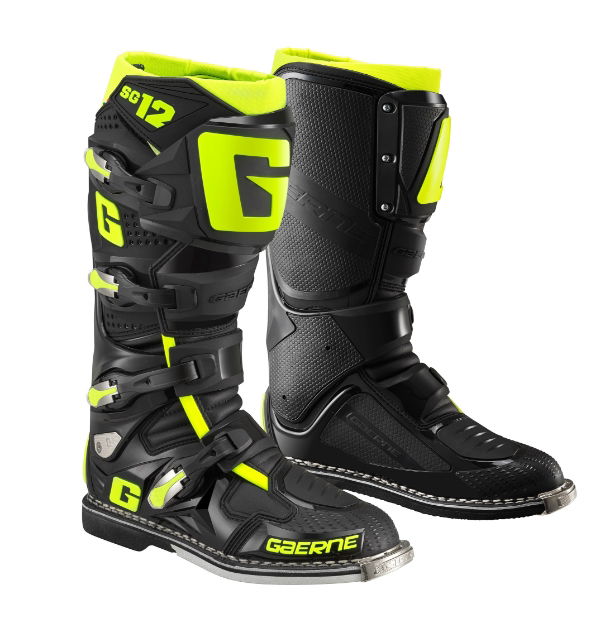 Gaerne SG-12 MX Boots Black / Yellow FREE 1 YEAR Returns, FREE UK Delivery | ThrottleChimp