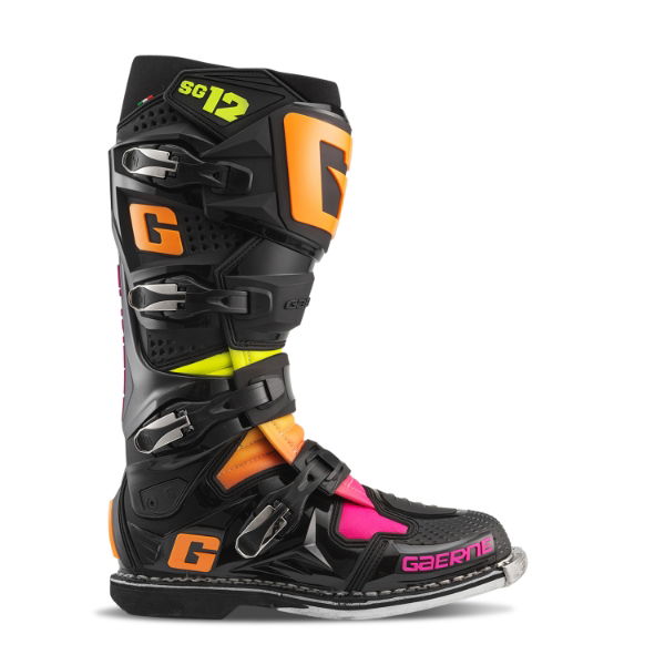 Gaerne SG-12 MX Boots Black / Orange / Pink FREE 1 YEAR Returns, FREE UK Delivery | ThrottleChimp