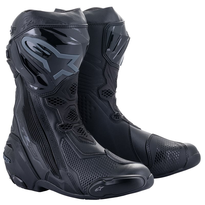 Alpinestars Supertech R Long Boots Black / Black FREE 1 YEAR Returns, FREE UK Delivery | ThrottleChimp