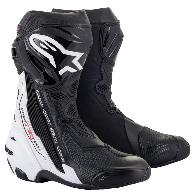 Alpinestars Supertech R Long Boots Black / White FREE 1 YEAR Returns, FREE UK Delivery | ThrottleChimp