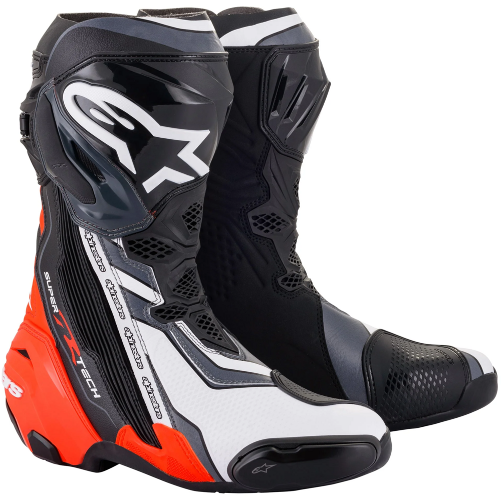 Alpinestars Supertech R Boots Black / Fluo Red / White / Grey - ThrottleChimp