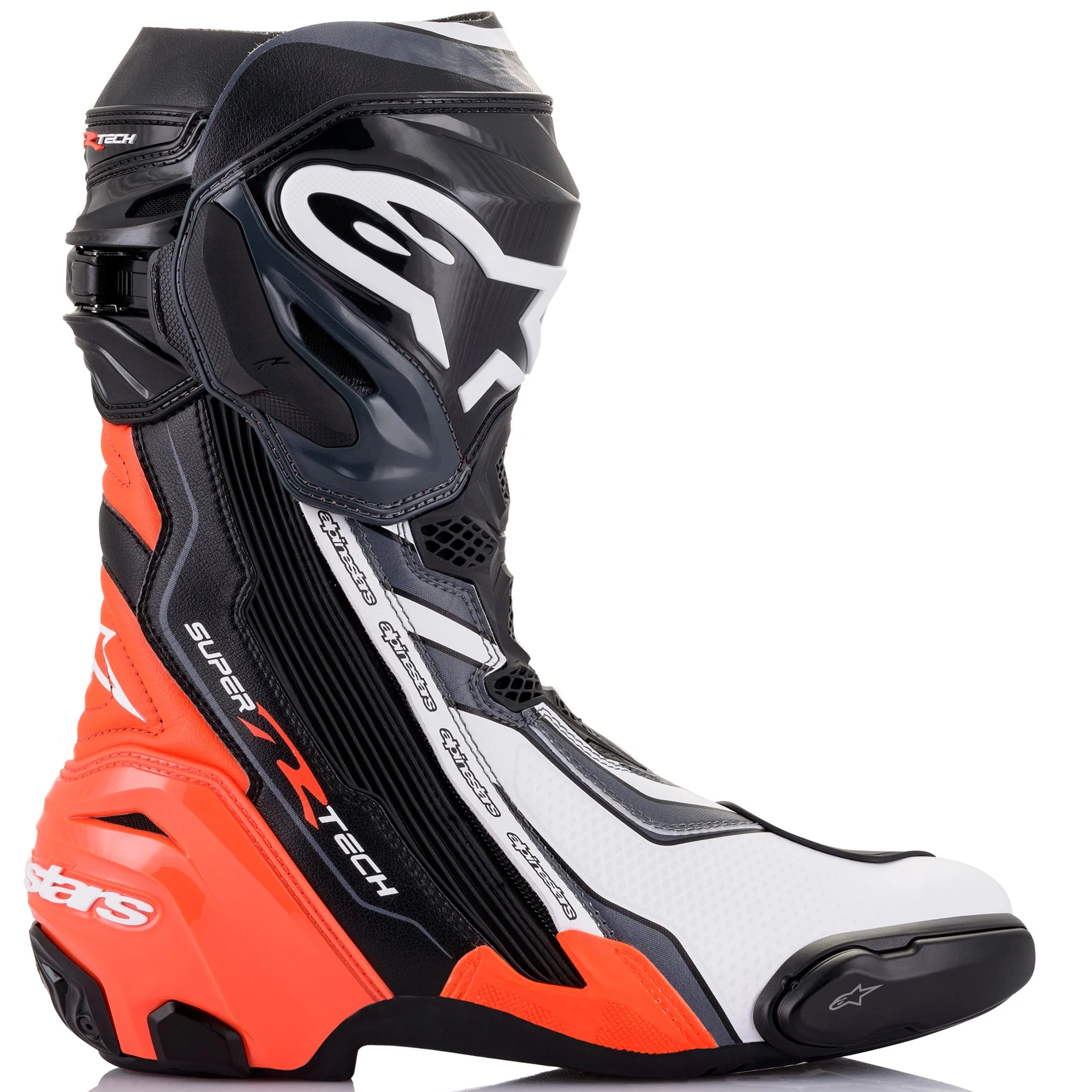 Alpinestars Supertech R Boots Black / Fluo Red / White / Grey (Image 4) - ThrottleChimp