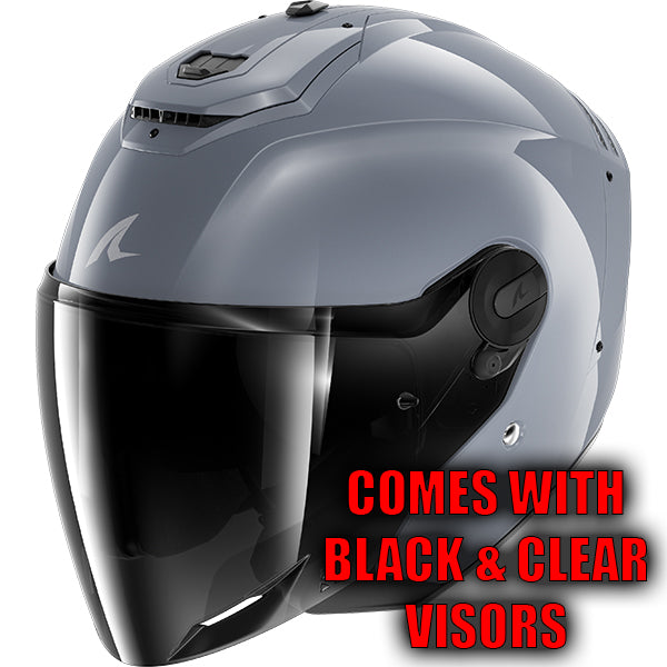 Shark RS Jet Open Face Helmet Dark Shadow Silver