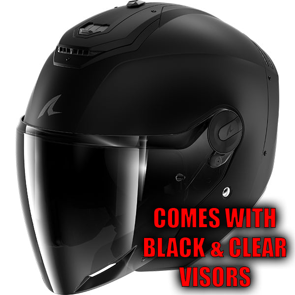 Shark RS Jet Open Face Helmet Dark Shadow Matt Black