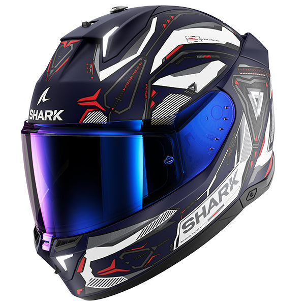 Shark Skwal i3 Full Face Helmet Linik Matt Blue / White / Red (Image 2) - ThrottleChimp