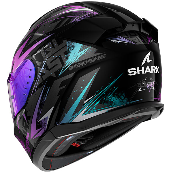 Shark D-Skwal 3 Full Face Helmet Blast R Black / Blue / Purple (Image 3) - ThrottleChimp