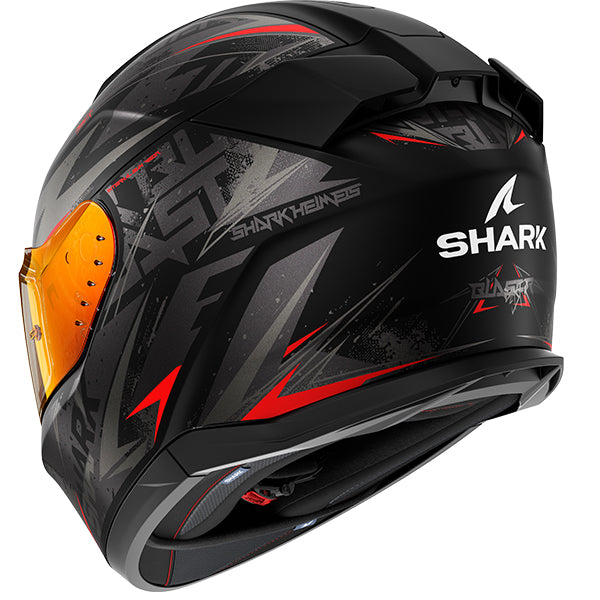 Shark D-Skwal 3 Full Face Helmet Blast R Black / Grey / Red (Image 3) - ThrottleChimp