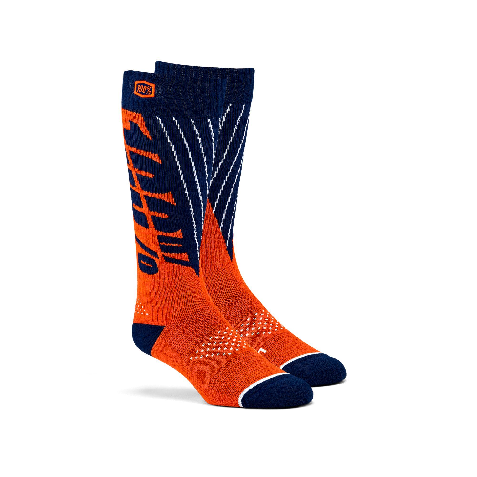 100% Torque Comfort Moto Socks Navy / Orange FREE 1 YEAR Returns, FREE UK Delivery | ThrottleChimp