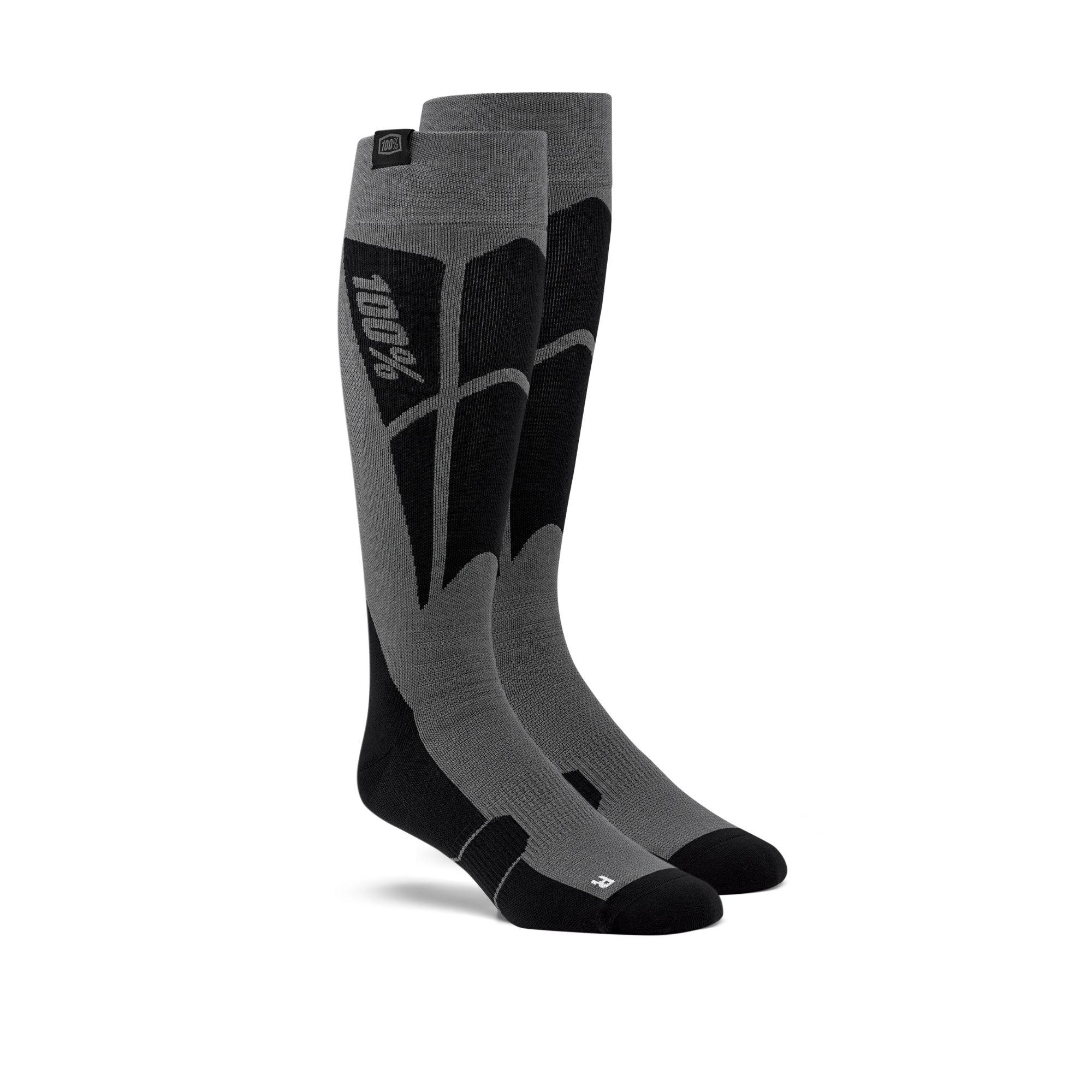 100% Hi Side Performance Moto Socks Black / Steel Grey FREE 1 YEAR Returns, FREE UK Delivery | ThrottleChimp