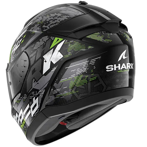 Shark Ridill 2 Full Face Helmet Molokai Black / Silver / Green FREE 1 YEAR Returns, FREE UK Delivery | ThrottleChimp