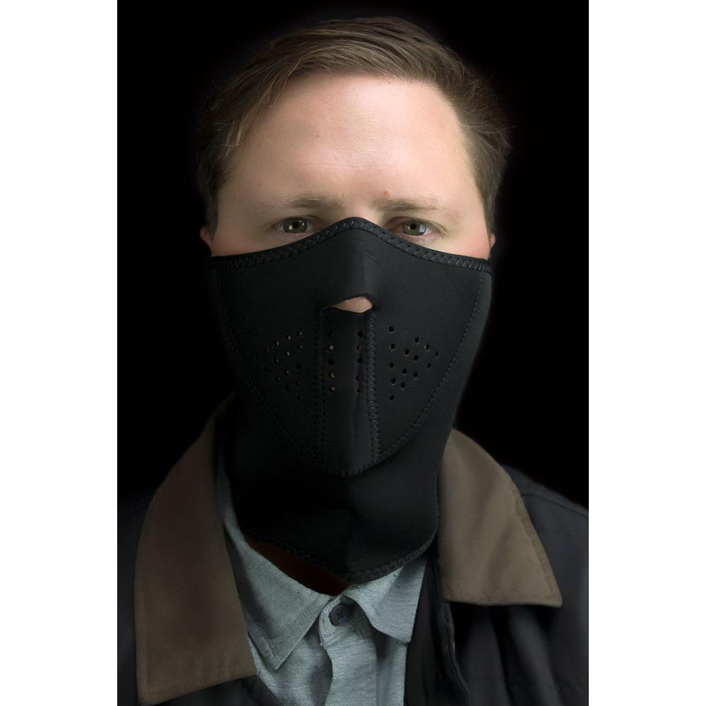 ZAN 3-Panel Neoprene Half Mask With Neck Shield Black