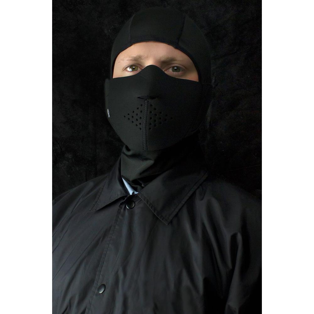 ZAN 3-Panel Neoprene Half Mask With Neck Shield Black